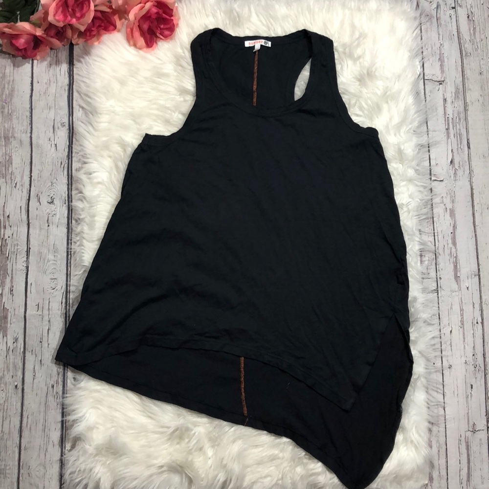 Sundry Asymmetrical Racerback Tank Black Sz 3